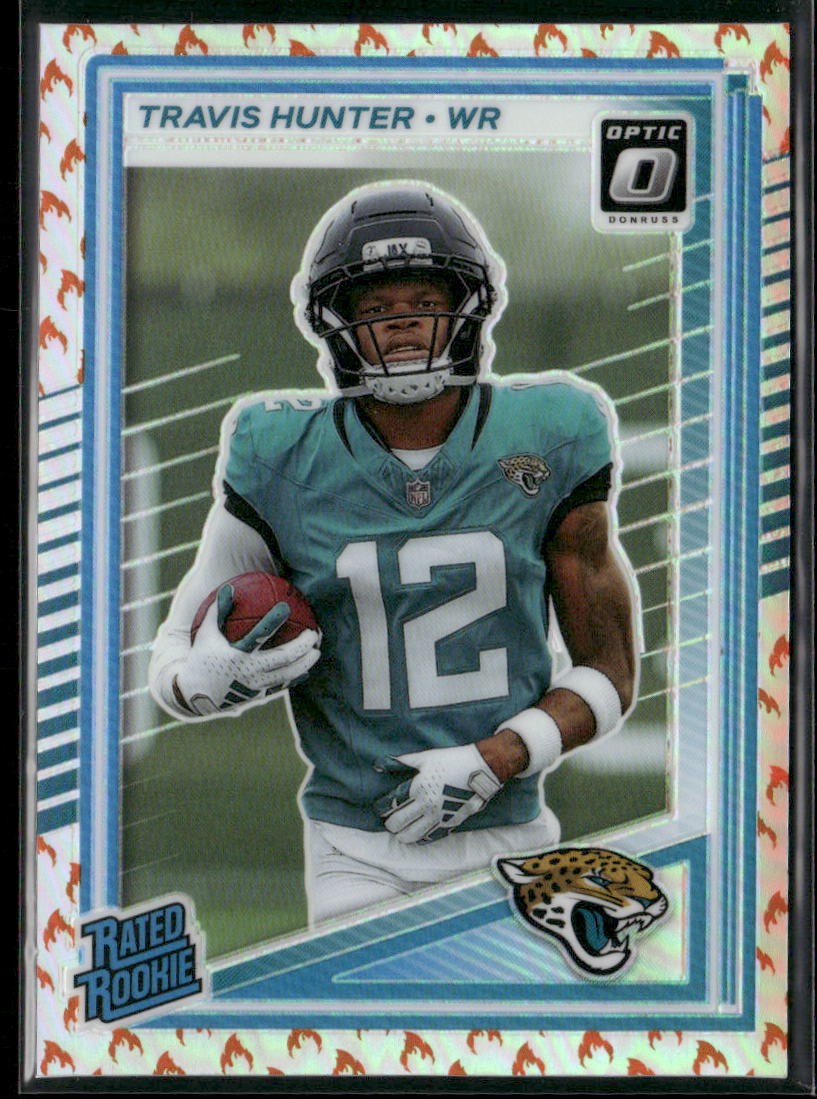 2025 Donruss Optic #201 Travis Hunter Fire Emoji Rookie