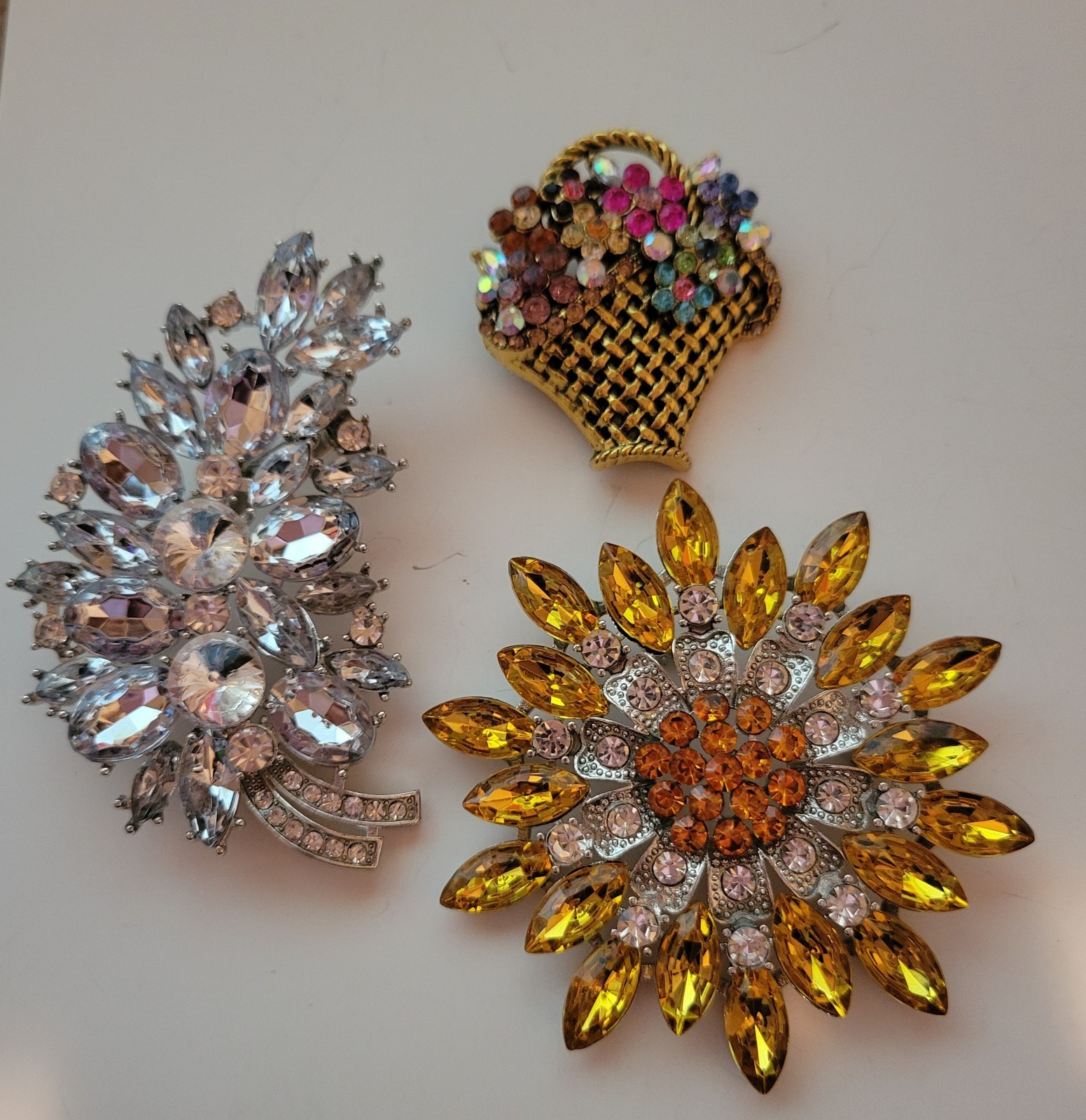 Beautiful Spring Rhinestone Yellow Multicolor Flo… - image 8