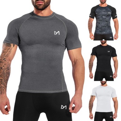 1/2 Er Kompressionsshirt Herren Laufshirt Kurzarm Funktionsshirt Atmungsaktiv