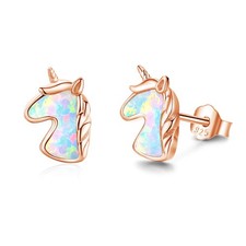 Unicorn Stud Earrings for Girls S925 Sterling Silver Hypoallergenic Created O...
