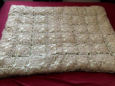 vintage single green eiderdown with raw cotton lace outer cover~ ( 2 available)