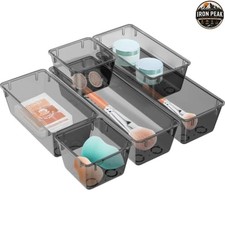 Drawer Organizer Trays Black 6 Pcs Stackable Storage Bins 3 Sizes Non Slip