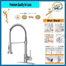 Kitchen Faucet with Pull Down Sprayer Brushed Nickel Stainless Steel 1 Hand...