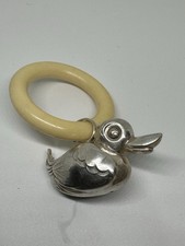 Vintage Sterling 925s Silver Baby Rattle and Teething Ring