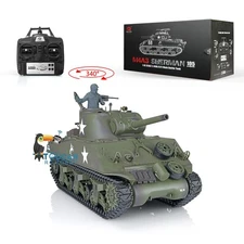 LowPrice 1/16 Henglong 2.4G 7.0 RC Tank M4A3 Sherman 3898 RTR Model Smoke BB IR