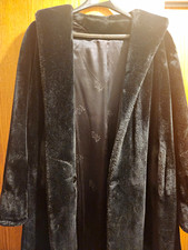 Women s Black Long Overcoat Collared Lined Open Front Size M Classic