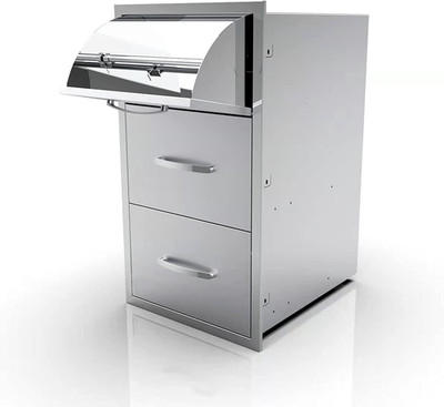 Outdoor Kitchen Triple Drawers 17'' W X 30'' H X 21'' D Built-In BBQ Drawer with Pa