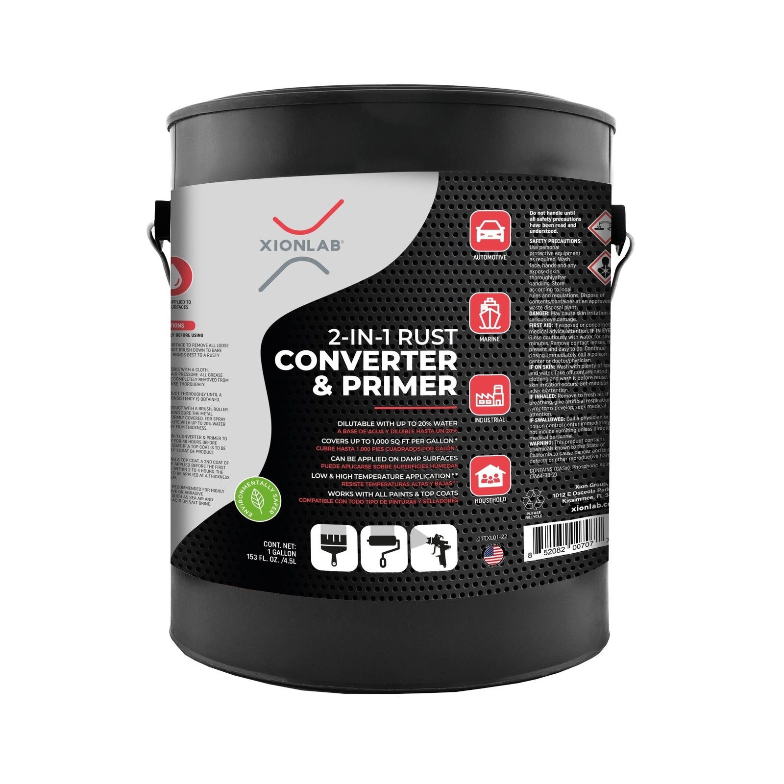 Xion Lab 2-in-1 Rust Converter & Metal Primer - Concentrate Covers Up to 4X M...