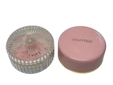 2 Vintage Chantilly Dusting Powder Plastic Container Boxes EMPTY/TRACES