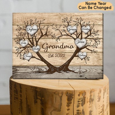 Grandma Est Tree Heart Canvas Family Wall Art_2404