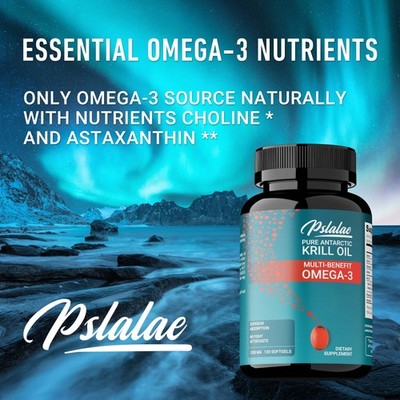 Antarctic Krill Oil Capsules - with Premium Blend Omega 3 Fatty Acids - 120pcs