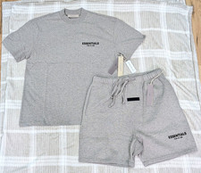 Fear of God Essentials T-Shirts Shorts Oversized L Size Set Dark Oatmeal SS22