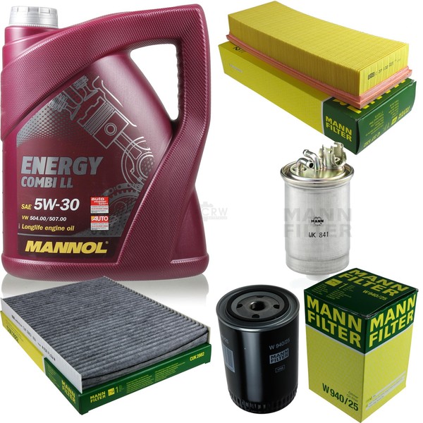 MANN-FILTER Inspektionspaket Mannol 5L Energy Combi Ll 5W-30 FüR Seat Inca 1.9-image