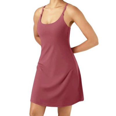 Halara SoftlyZero Airy Pocket 2-in-1 Cool Touch Tennis Active Dress Cordovan Med