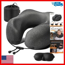 MLVOC Neck Pillow for Travel - Memory Foam with Eye Mask Earplugs