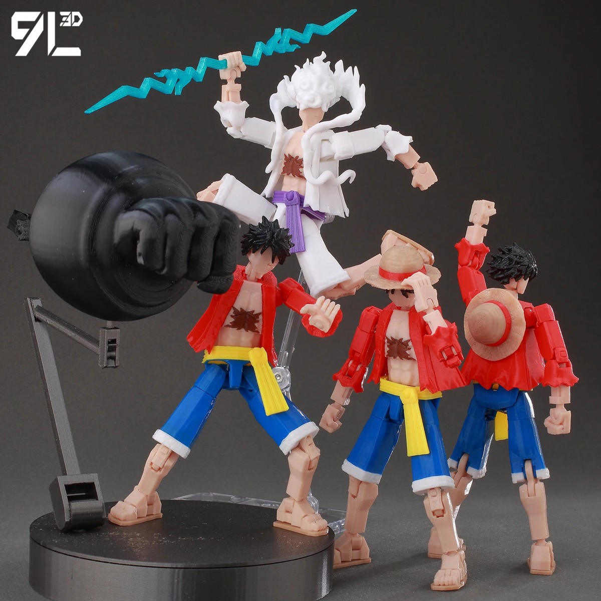 9L3D One Piece Monkey D. Luffy Lucky 13 Multi-Jointed 3D Printed
