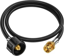 4ft Black Propane Hose Adapter, 1lb to 20lb, PVC, Perfect for