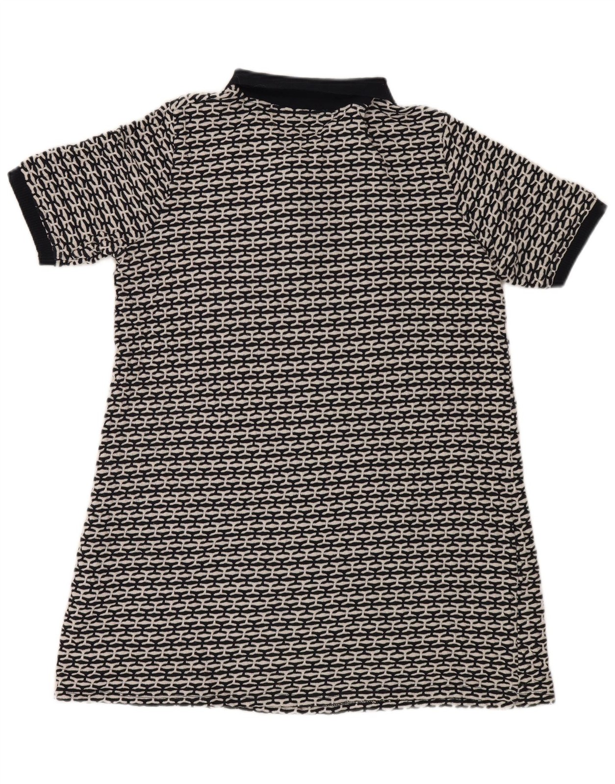 ZARA Womens Knit Polo Dress UK 16 Large Navy Blue Geometric Polyester DI16 thumbnail 2