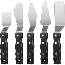 5 Pieces Large Painting Knife Set Pallet Knife Set Scraper Stainless Steel Sp...