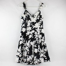 American Living Black & White Floral Empire Waist Knee-Length Dress Women's 4