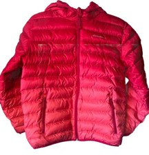 Eddie Bauer Pink Ombre Reversible Duck Down Full Zip Puffer Jacket Girls Sz Lg