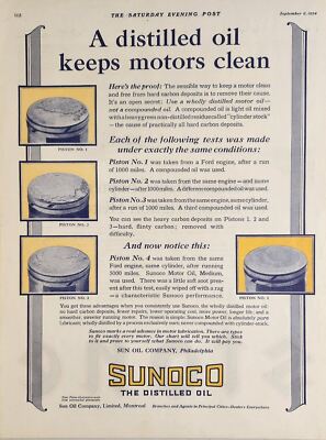 1924 Print Ad Sunoco Distilled Motor Oil Keeps Clean Sun Oil Philadelphia,PA