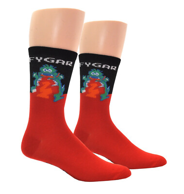 Dig Dug Atari Arcade Game Fygar Pair of Crew Retro Gaming Socks
