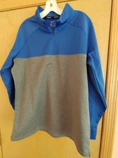 Nike Men's Golf Insulated Therma-fit 1/4 Zip Fleece Pullover Blue/Grey Large
