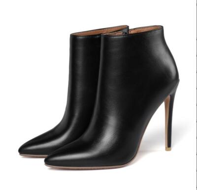 Women Side Zip Ankle Boots Party Dress Stilettos Heel Pointy Toe Shoes Work Size