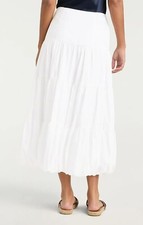 Women Cinq A Sept White High Waist Flare A-line Midi Skirt
