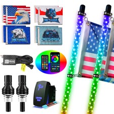 MICTUNING 2pcs 4FT LED Whip Light RGB IC Chasing Colors,Spiral Antenna Whips