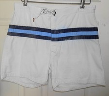 Vintage White Cotton Broadcloth Shorts Swim Trunks Surf Wear by Pennleigh W34