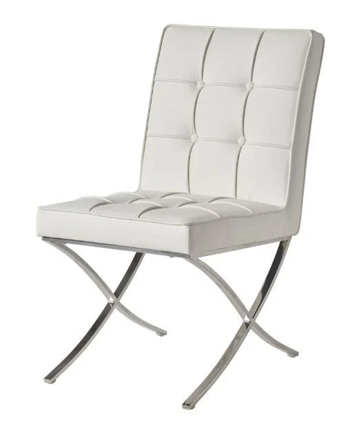 Juego de 2 sillas de comedor de cocina Parson Tufted con brazo blanco menos cuero baratas Foto 4 de 4