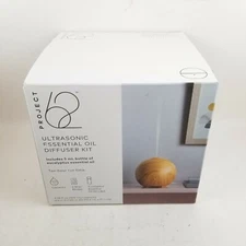 Project 62 100ml Woodgrain Ultrasonic Diffuser plus 5ml Eucalyptus Oil Kit.. New