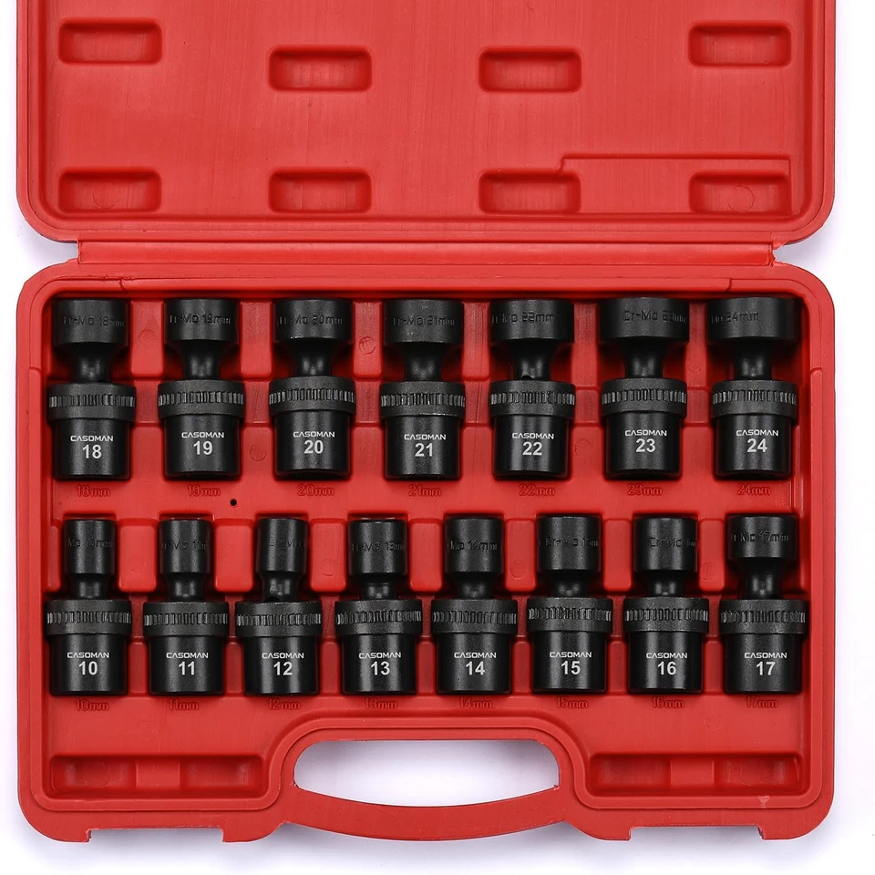 15 PCS 1/2" Drive Standard Universal Impact Socket Set, 6 Point, Metric,10-24Mm - Image 2 of 4