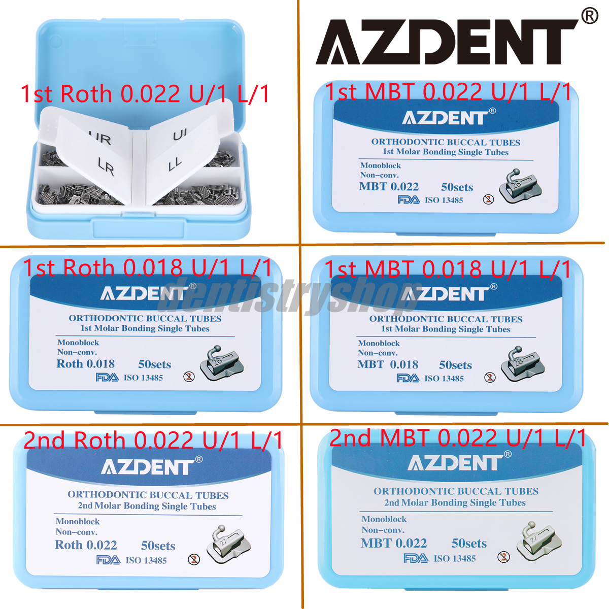 AZDENT Dental Orthodontic Sgl Buccal Tubes 1st 2nd Molar Tube Roth Mbt022 018 AZDENT Dental Orthodontic Sgl Buccal Tubes 1st 2nd Molar Tube Roth Mbt022 018