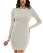 B Darlin Juniors' Crewneck Long-Sleeve Mini Dress, Ofw/sil, SIZE-S