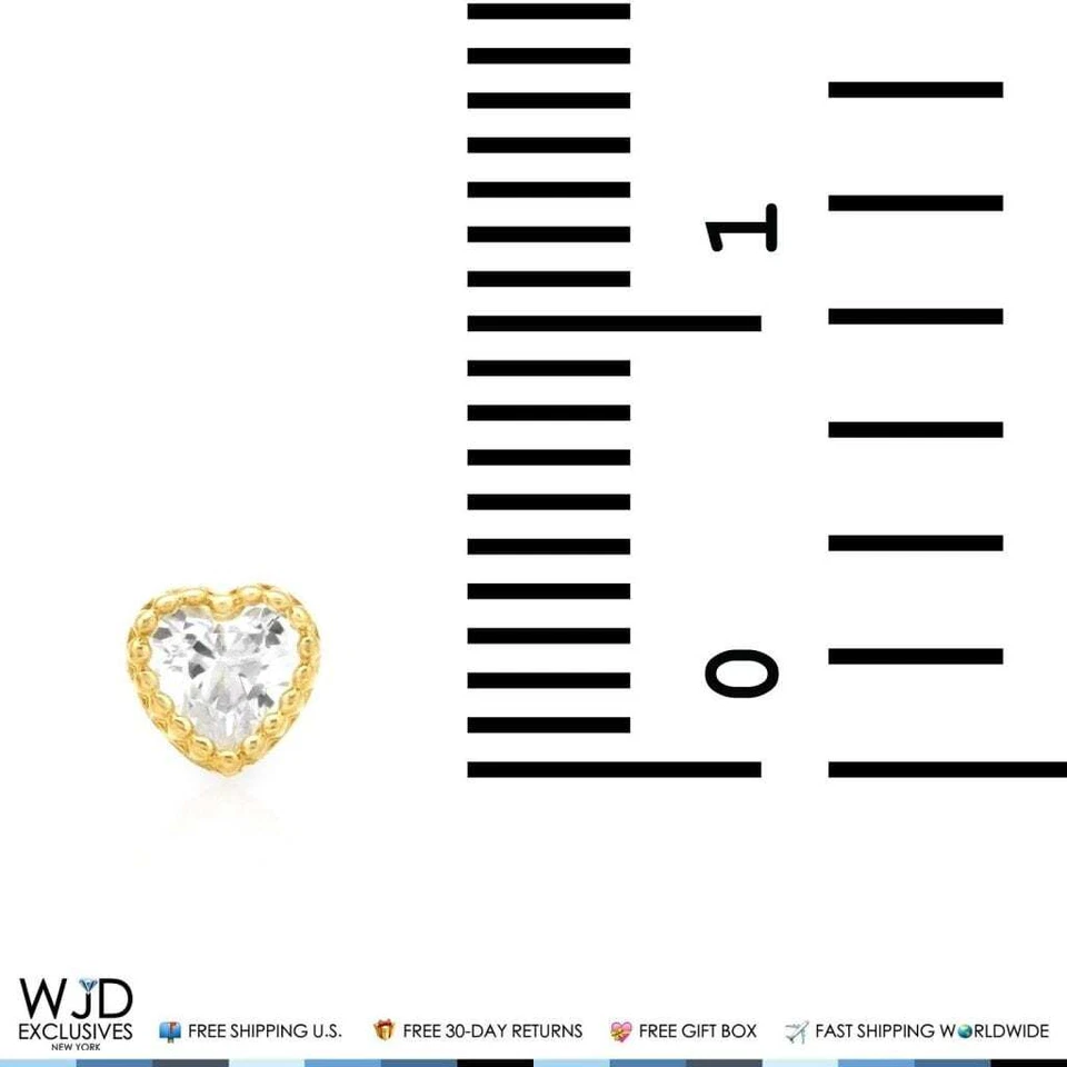 14K Yellow Gold 0.40Ct CZ Heart Halo Stud Earrings 4mm - Image 4 of 4