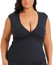 Bleu by Rod Beattie Plus Size Lets Get Twisted Tankini Top Swimwear, Size 20W