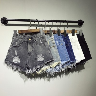 Damen Mädchen Zerrissen Denim Shorts Quasten Hohe Taille Hotpants Jeans Trüb Neu