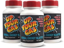 3 Pack- Up Your Gas: 60 TABLETS (180 total) Herbal Energy Blast, FREE SHIPPING