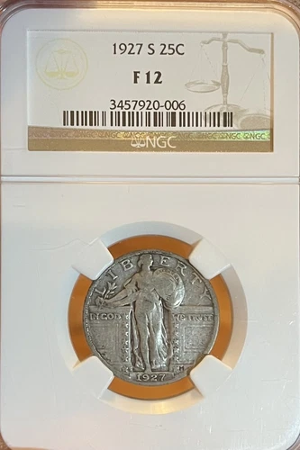 1927-S NGC F 12 Standing Liberty Silver Quarter