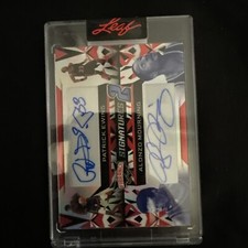 PATRICK EWING & ALONZO MOURNING Dual Auto 1/2 2023 Leaf Vibrance BK