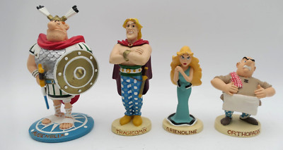 4x Asterix & Obelix Figuren Tragicomix Augenblix Orthopädix Grienoline Plastoy