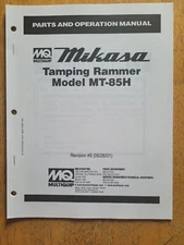 MULTIQUIP Mikasa Tamping Rammer Model MT-85H parts & operation manual 