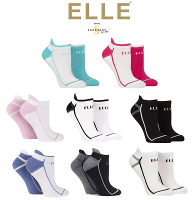 Damen Sport Sneaker Socken, Baumwolle für Fitnessstudio, Laufen, Training, 2 Paar Pack ELLE