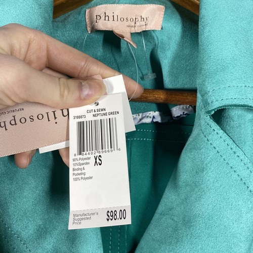Philosophy Republic Clothing Jacket Faux Suede Size XS Turquoise Open Front NWT! - Picture 6 of 17