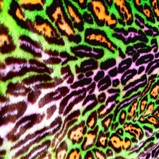Neon PROTON JUNGLE Cheetah Leopard Faux Fur Fabric 62" LIME PURPLE ORANGE BLACK