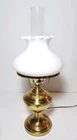 Vintage Brass Hurricane Lamp with White Milk Glass Shade 21”Tall w/ Key Knob