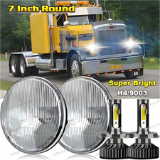 Newest Pair 7inch Led Round Headlights Hi-lo Beam For Peterbilt 379 359 Trucks